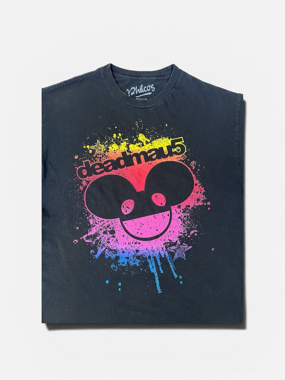 Deadmau5 Neon Splash Graphic Tee - Black Men’s Large Band Concert Tee Vintage
